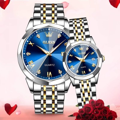 Olevs  Stainless Steel fashionable  Couple watches Silver Blue